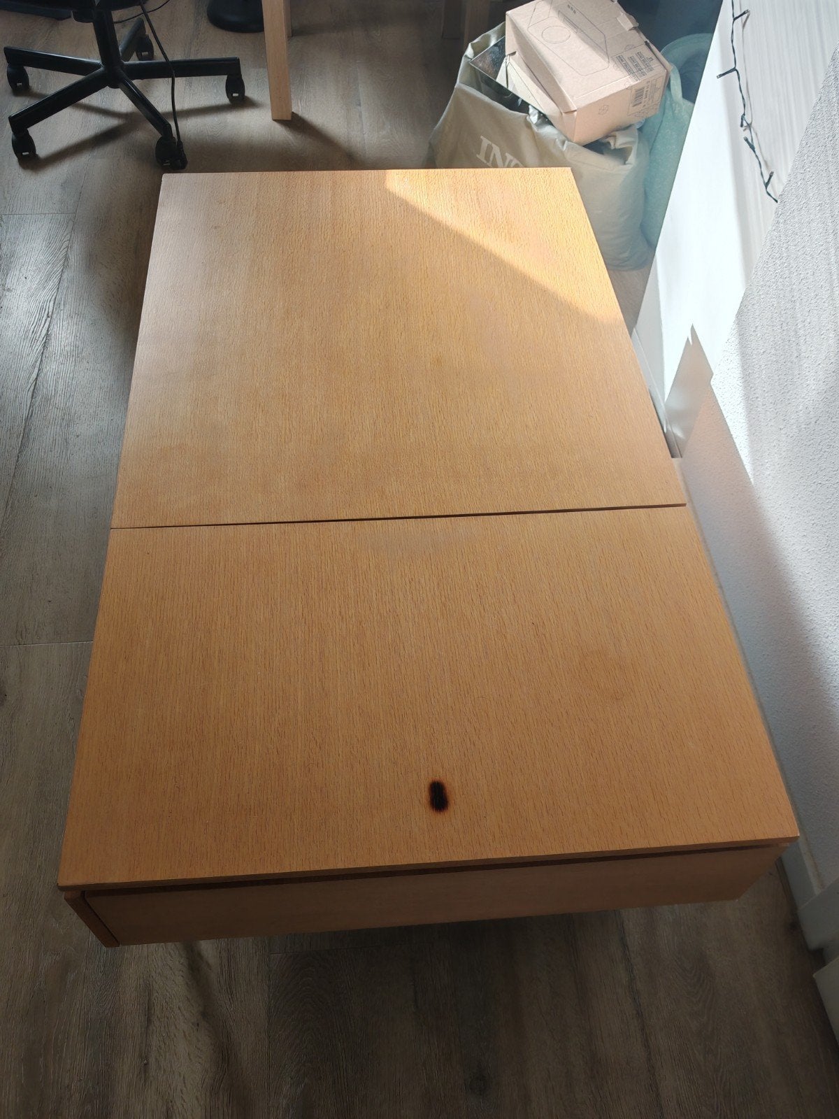 Salontafel met uitschuifbaar blad en opbergruimte, Gebruikt, 50 tot 100 cm, 100 tot 150 cm, Ophalen of Verzenden