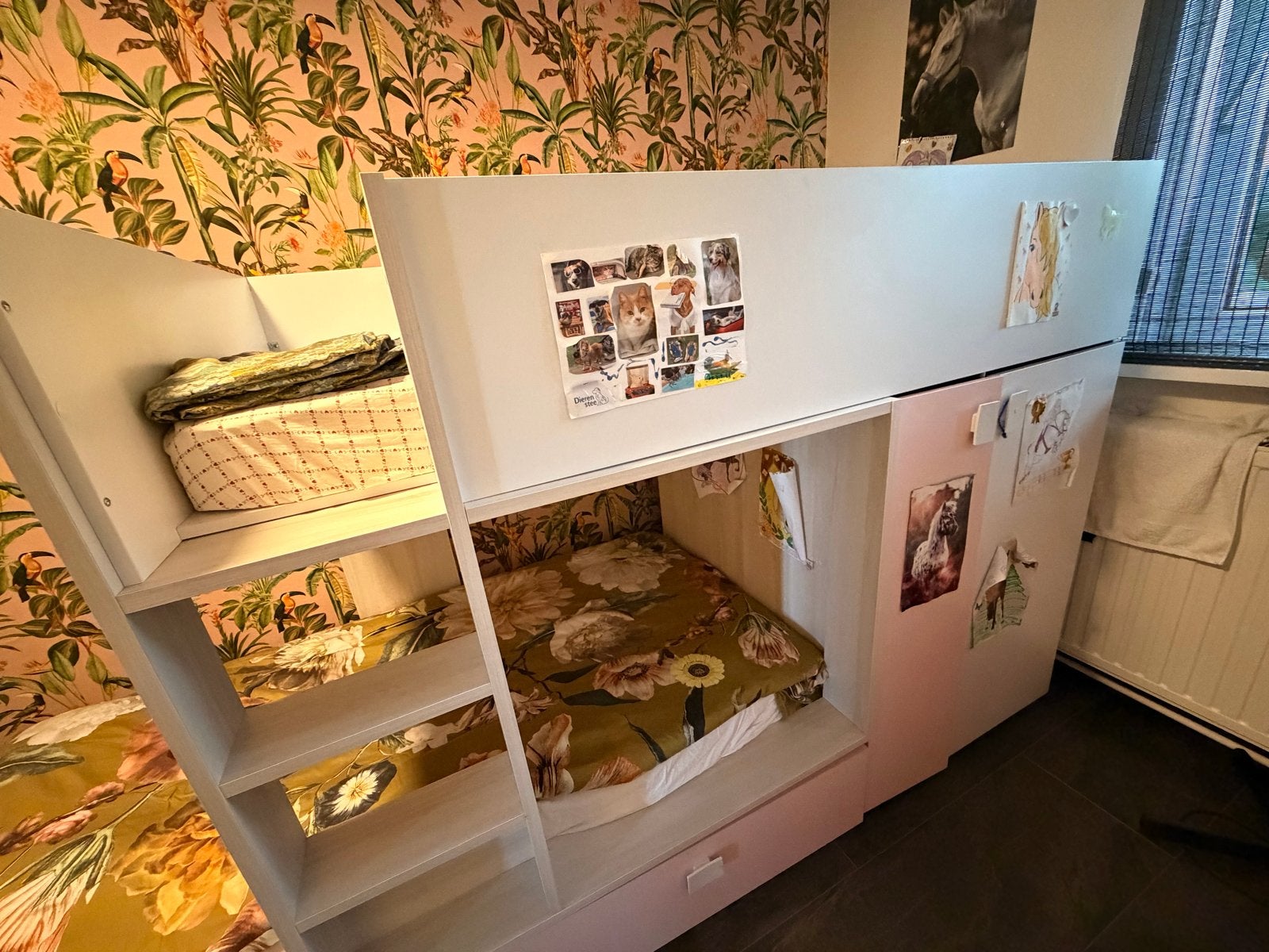 Stapelbed met opbergruimte - 3 jaar oud - Schiedam, Ophalen, Gebruikt, 90 cm, Tweepersoons