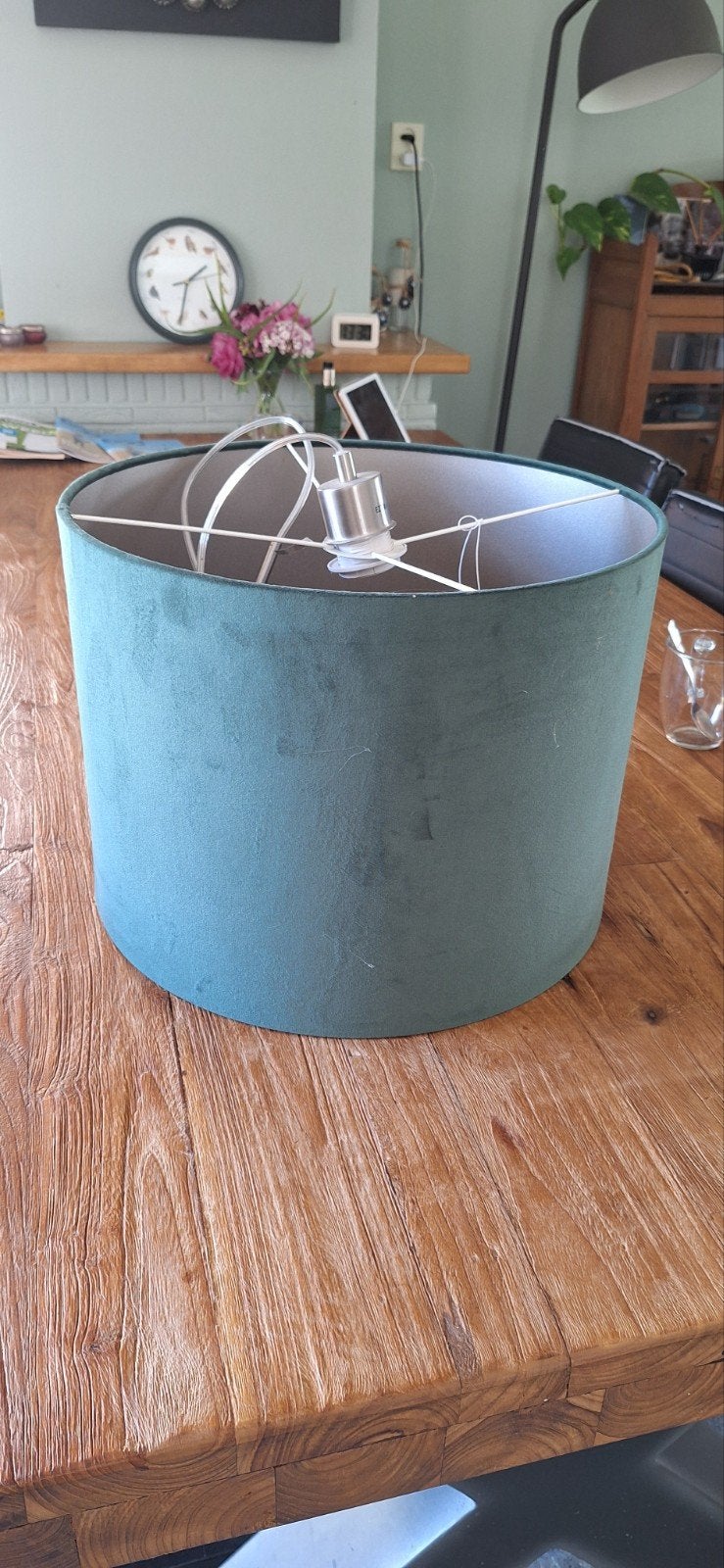Nieuwe smaragdgroene fluwelen hanglamp - ongebruikt, Huis en Inrichting, Lampen | Plafondlampen, Ophalen, Nieuw, Stof, Modern, Elegant, Fluweel