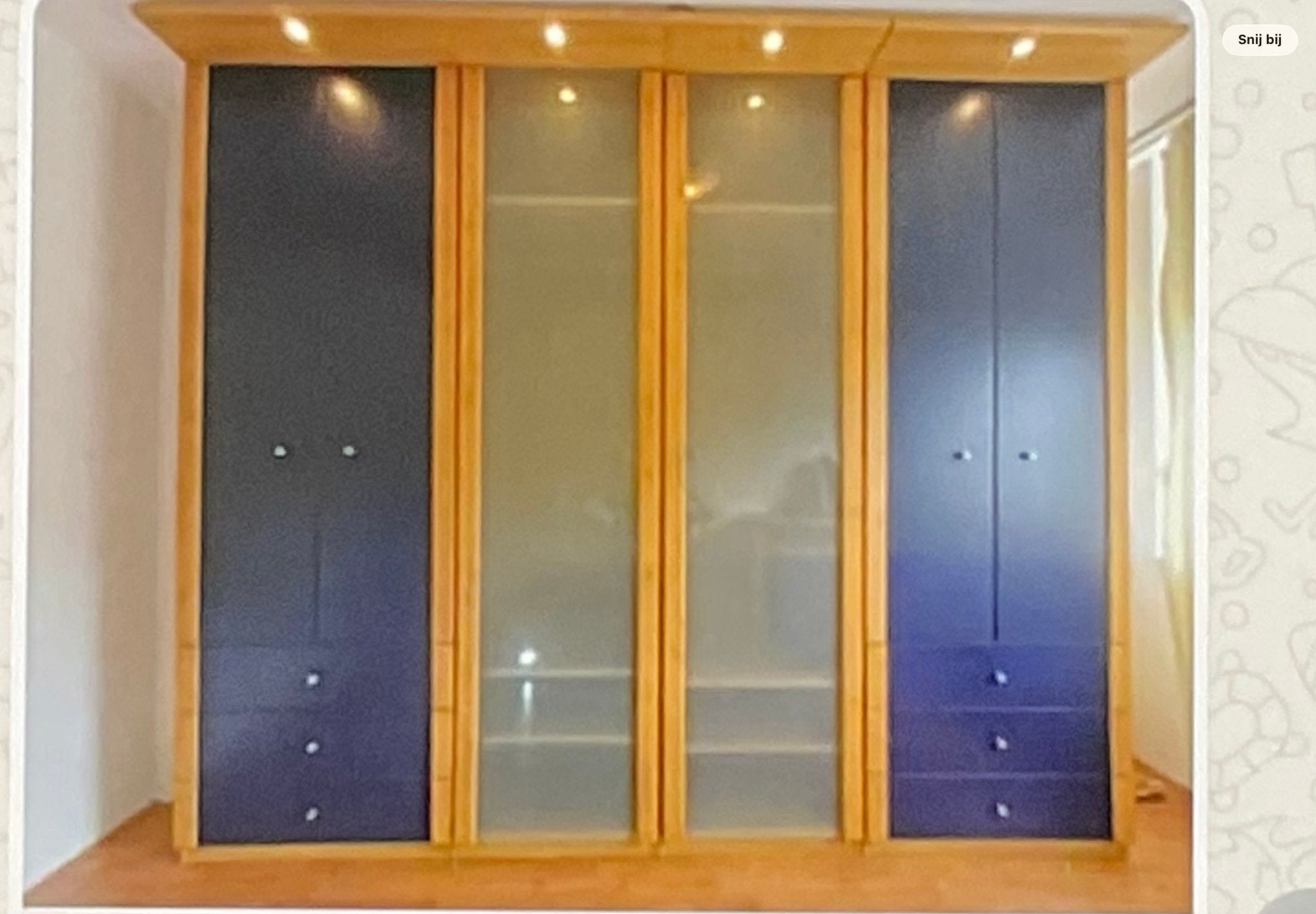 Grote kledingkast met deuren, lades en planken, Ophalen, Gebruikt, 200 cm of meer, Met lade(s)