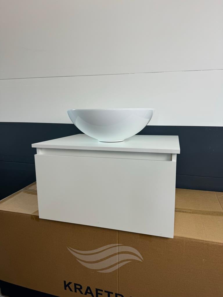 Wit Badmeubel 60cm met Waskom en Softclose Lade, Huis en Inrichting, Badkamer | Badkamermeubels, Ophalen, Nieuw, 50 tot 100 cm