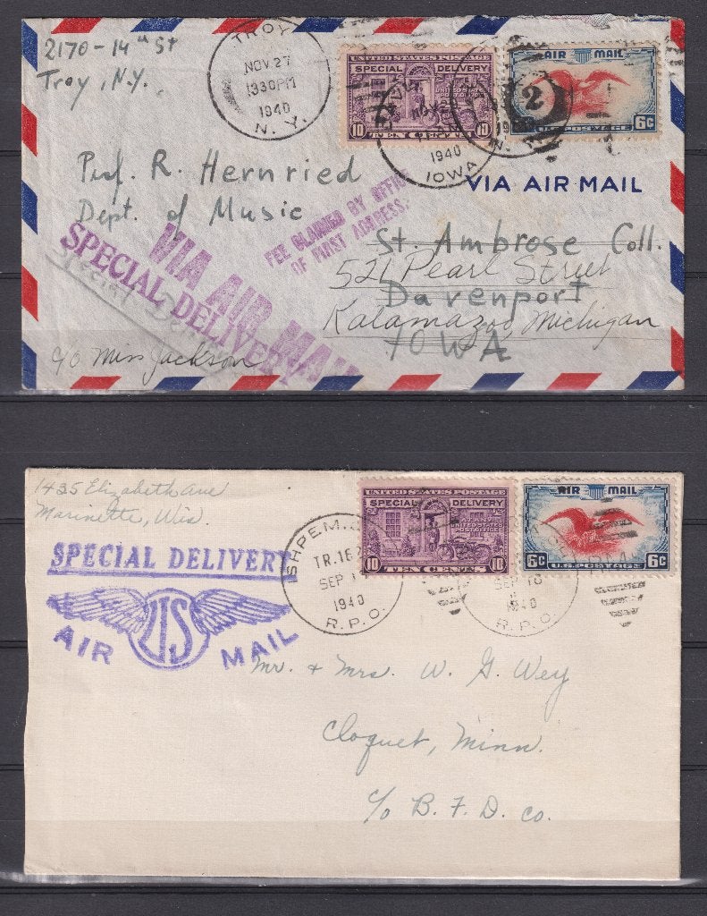 USA Special Delivery enveloppen ,airmail, Verzenden, Gestempeld, Noord-Amerika