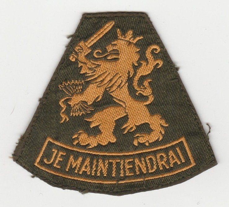 Embleem Nederlandse Leeuw, Je Maintiendrai (geel), Verzamelen, Militaria | Algemeen, Verzenden, Landmacht, Nederland, Embleem of Badge