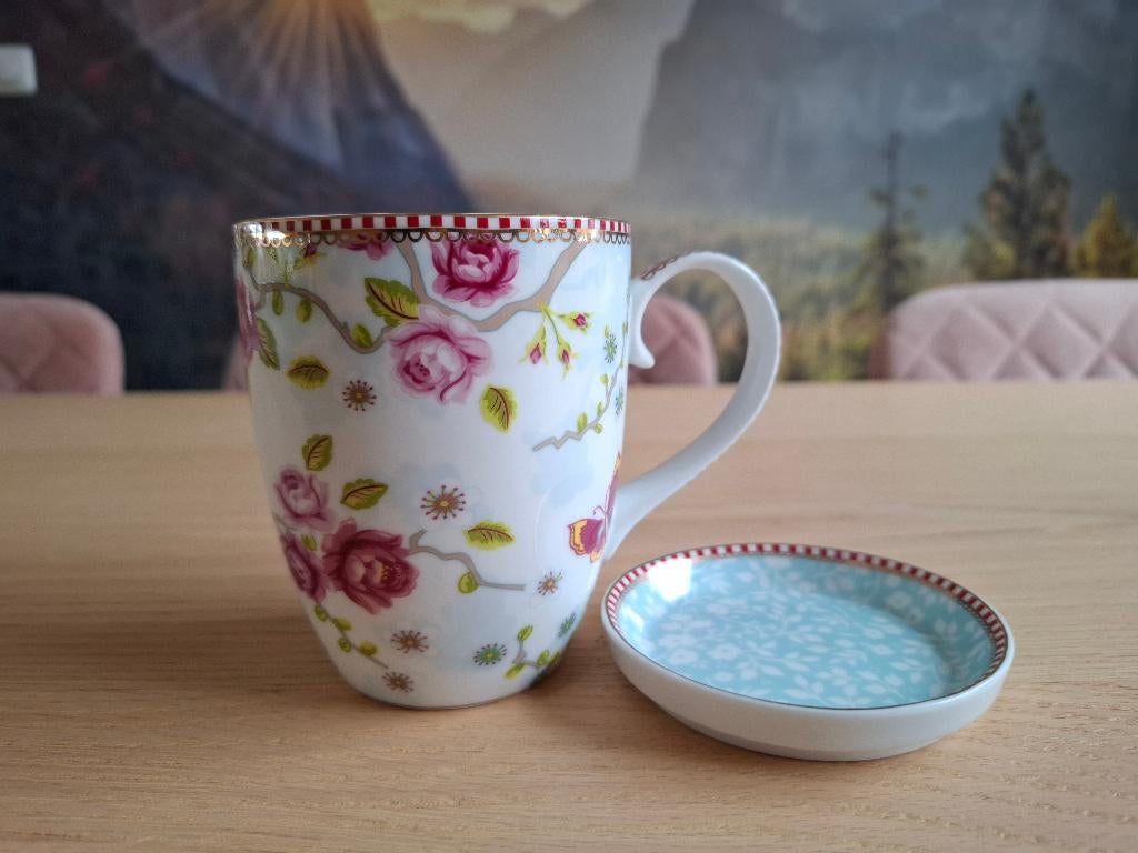 Pip Studio – Mok met theetipje Chinese Blossom wit, Huis en Inrichting, Ophalen of Verzenden, Zo goed als nieuw, Overige stijlen