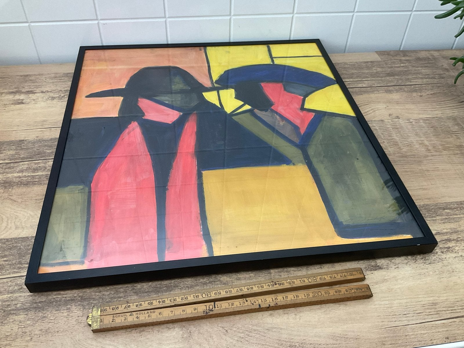 Abstract Kunstwerk S. Sosschalk - Tempera Schilderij, Ophalen
