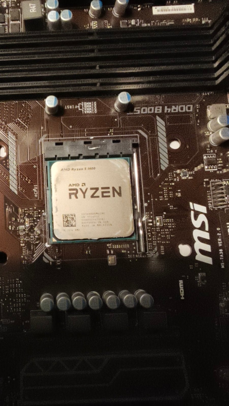 MSI B350M PRO-VDH moederbord met AMD Ryzen 5 1600 CPU, Computers en Software, Gebruikt, DDR4, AM4, Ophalen of Verzenden