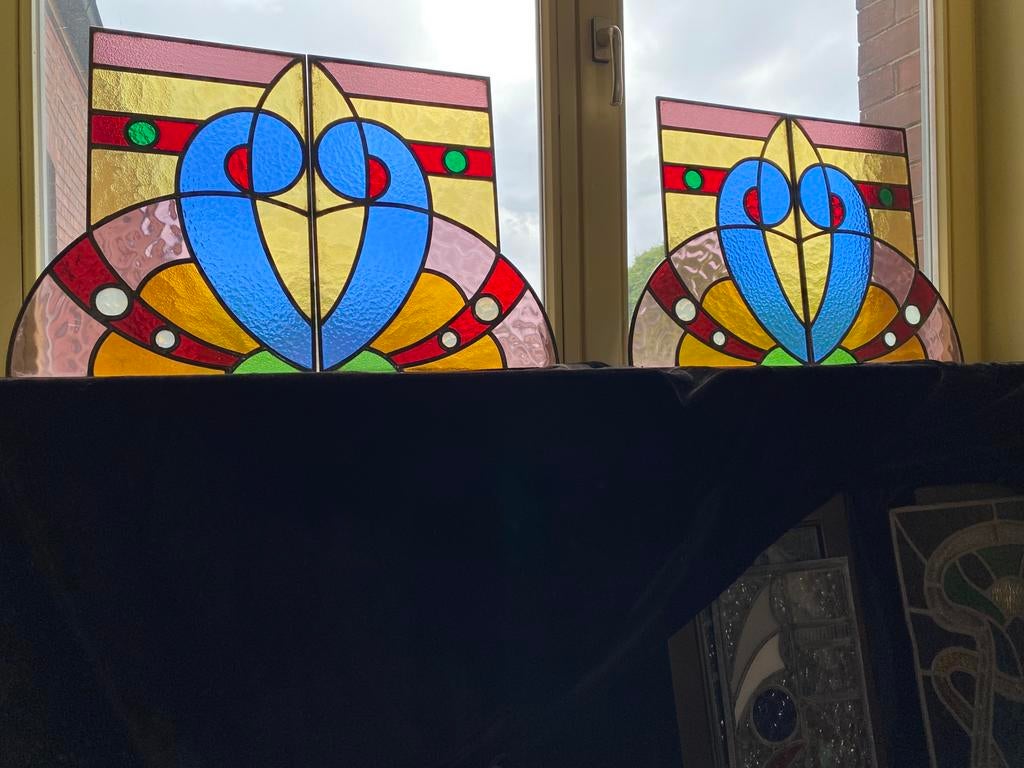 koppels loodglas art deco, Ophalen of Verzenden