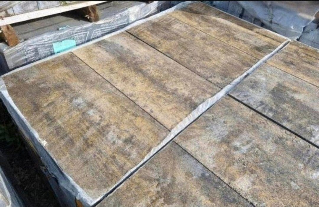 7,5m antraciet geel gemeleerd 60x30x4,7 terrastegel s-part, Nieuw, Beton, Gecoat, Terrastegels