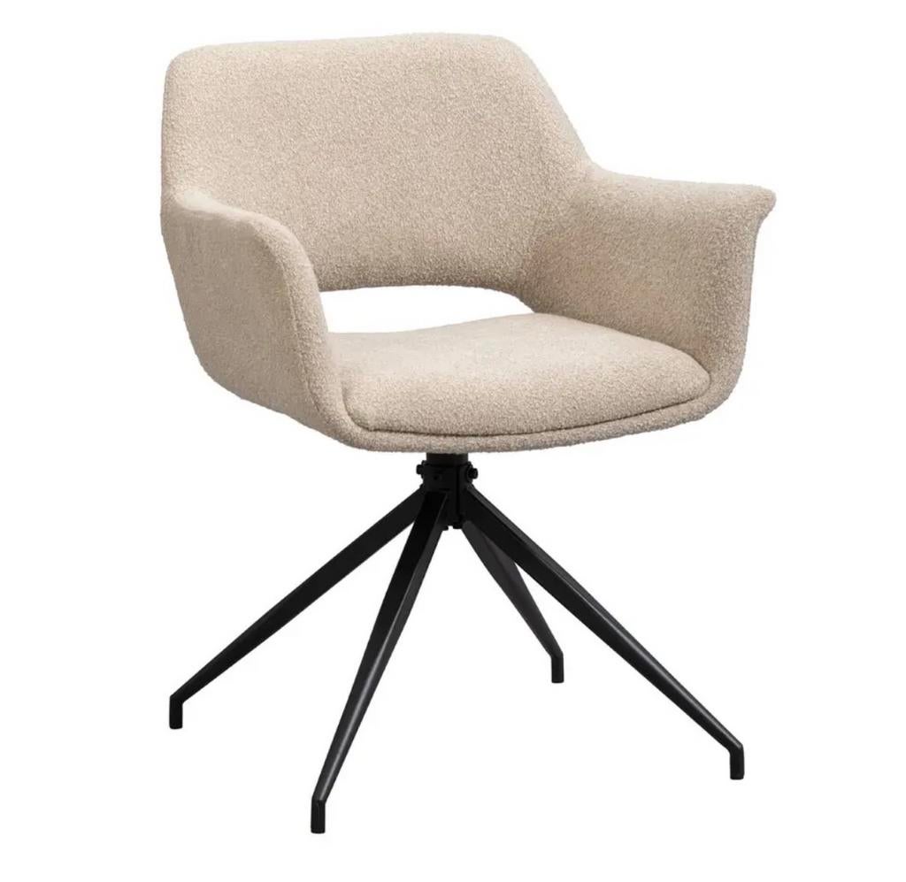 2x Moderne draaibare eetkamerstoel - Bouclé stof, Huis en Inrichting, Stoelen, Ophalen, Twee, Overige kleuren, Zo goed als nieuw