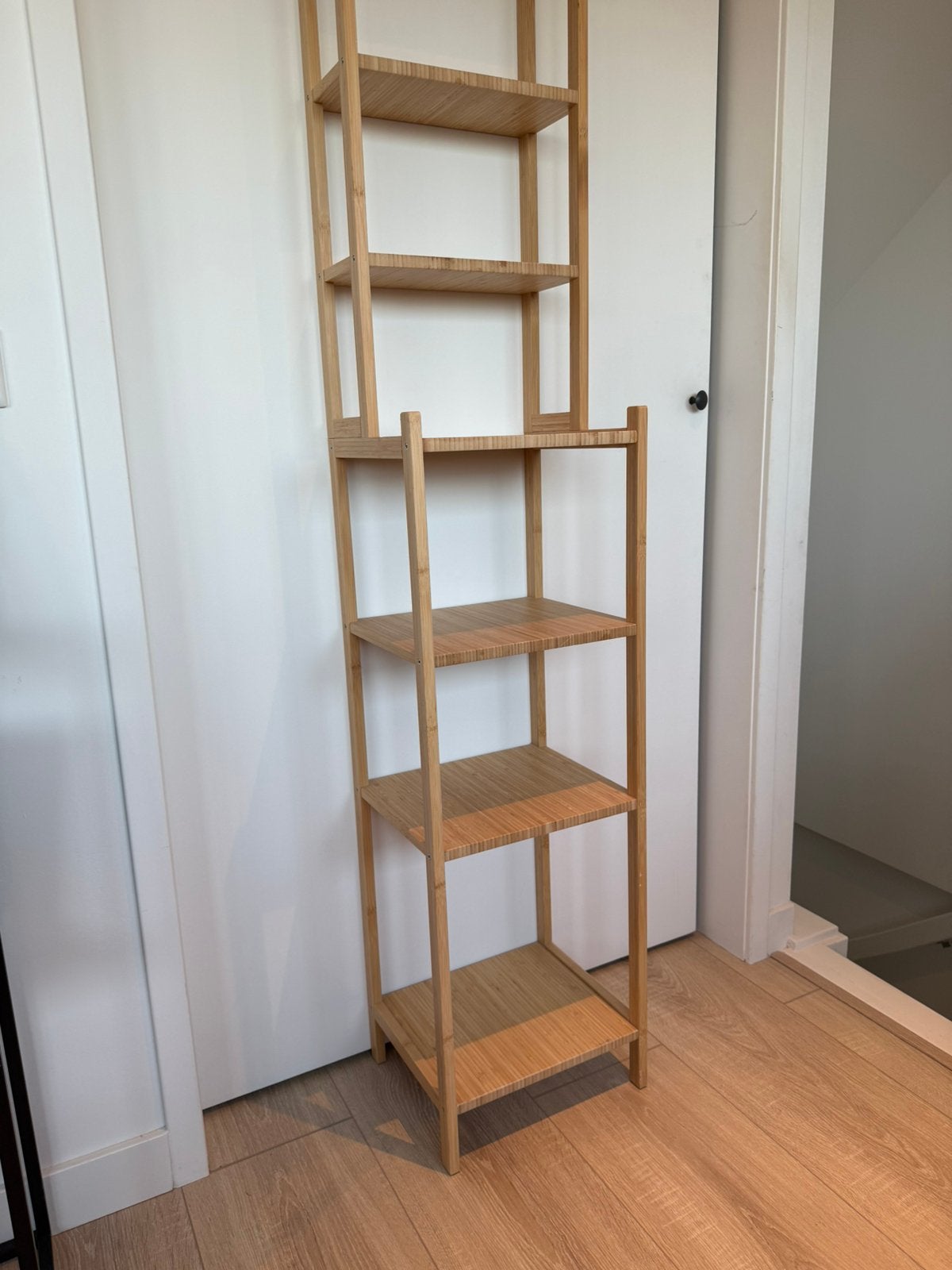 Stelling kast badkamer bamboe 163hx33bx28d, Ophalen, Zo goed als nieuw