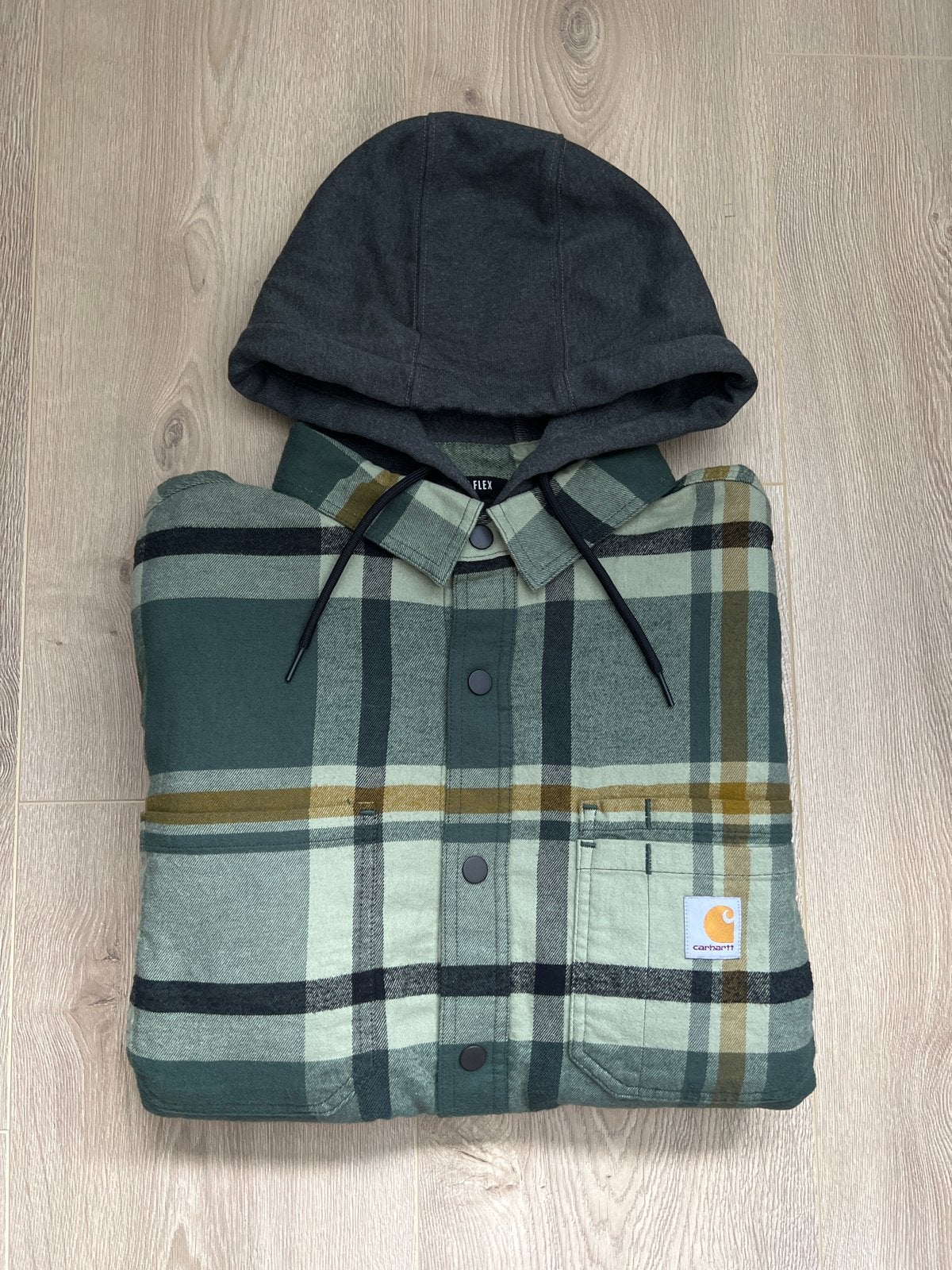 Carhartt rugged flex flannel fleece lined hooded jacket, Ophalen of Verzenden, Zo goed als nieuw, Maat 52/54 (L), Meerkleurig