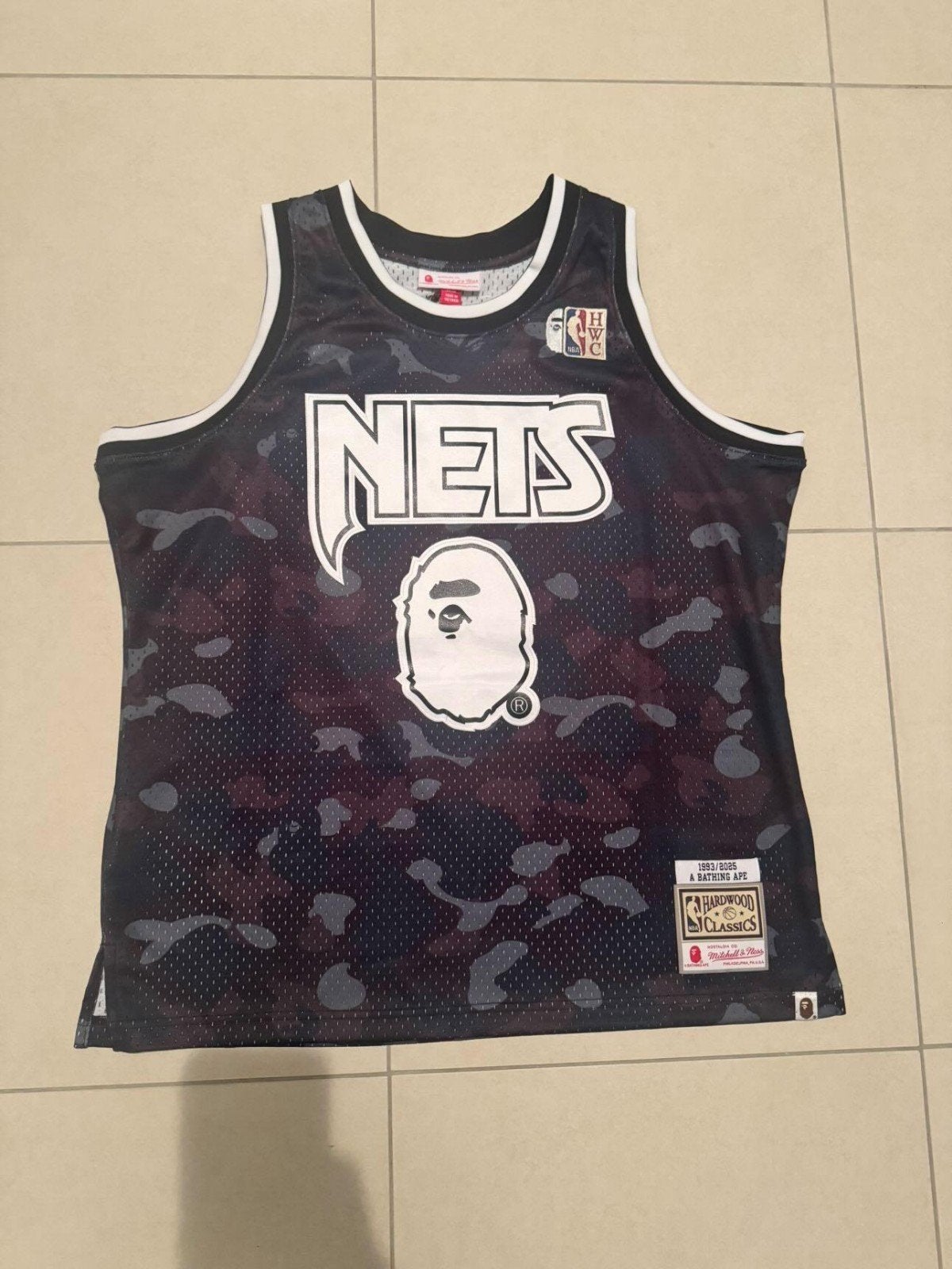 BAPE x Mitchell & Ness Nets Basketbal Shirt Camo, Kleding | Heren, Maat 56/58 (XL), Ophalen of Verzenden, Zo goed als nieuw, Algemeen