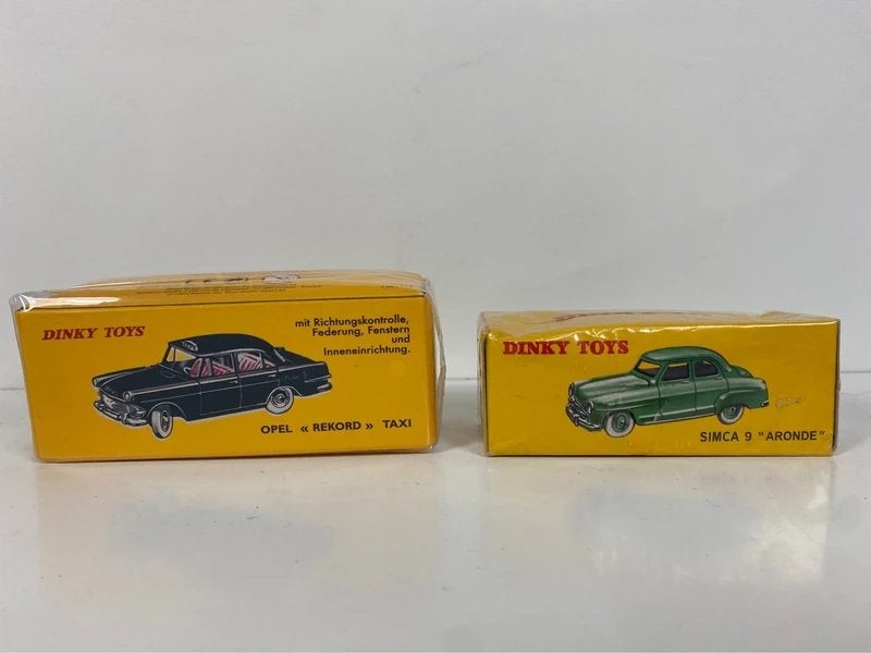 Dinky Toys – Simca 9 “Aronde” & Opel Rekord Taxi, Overige merken, Gebruikt, 1:50 of kleiner, Auto