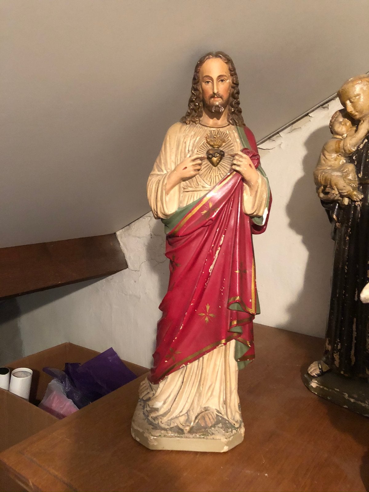 Vintage Heilig Hart Jezus beeld - Religieuze decoratie, Antiek en Kunst, Antiek | Religie, Ophalen
