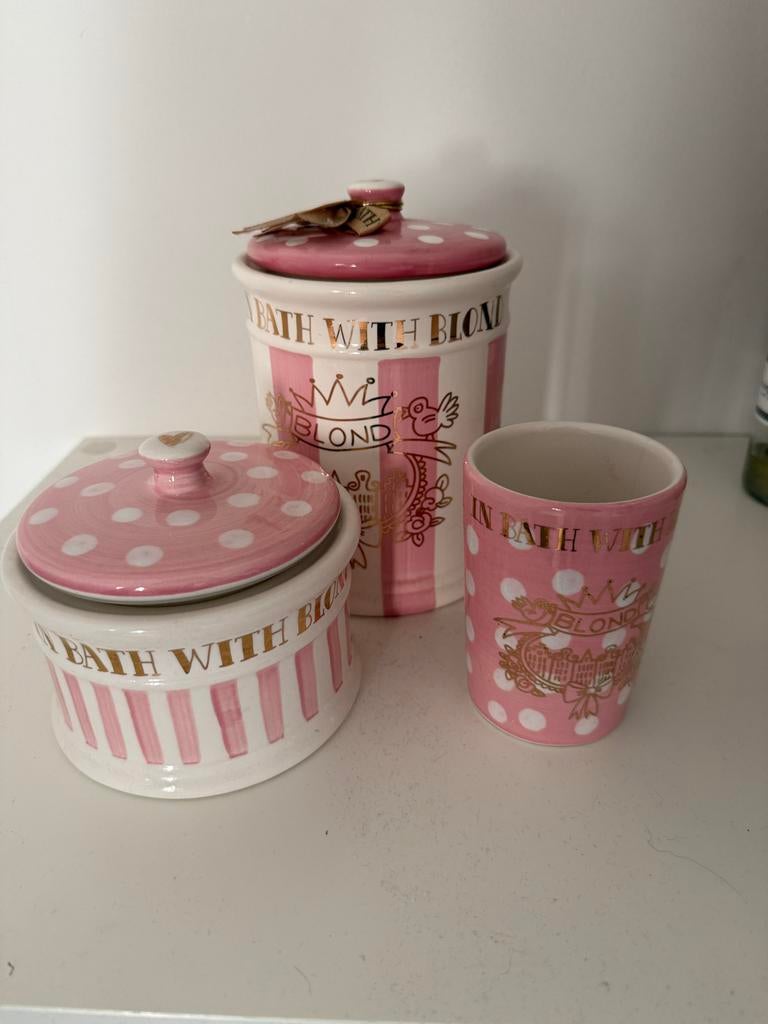 Blond Amsterdam badkamer set met 2 bekers, Ophalen of Verzenden, Zo goed als nieuw, Roze, Overige typen