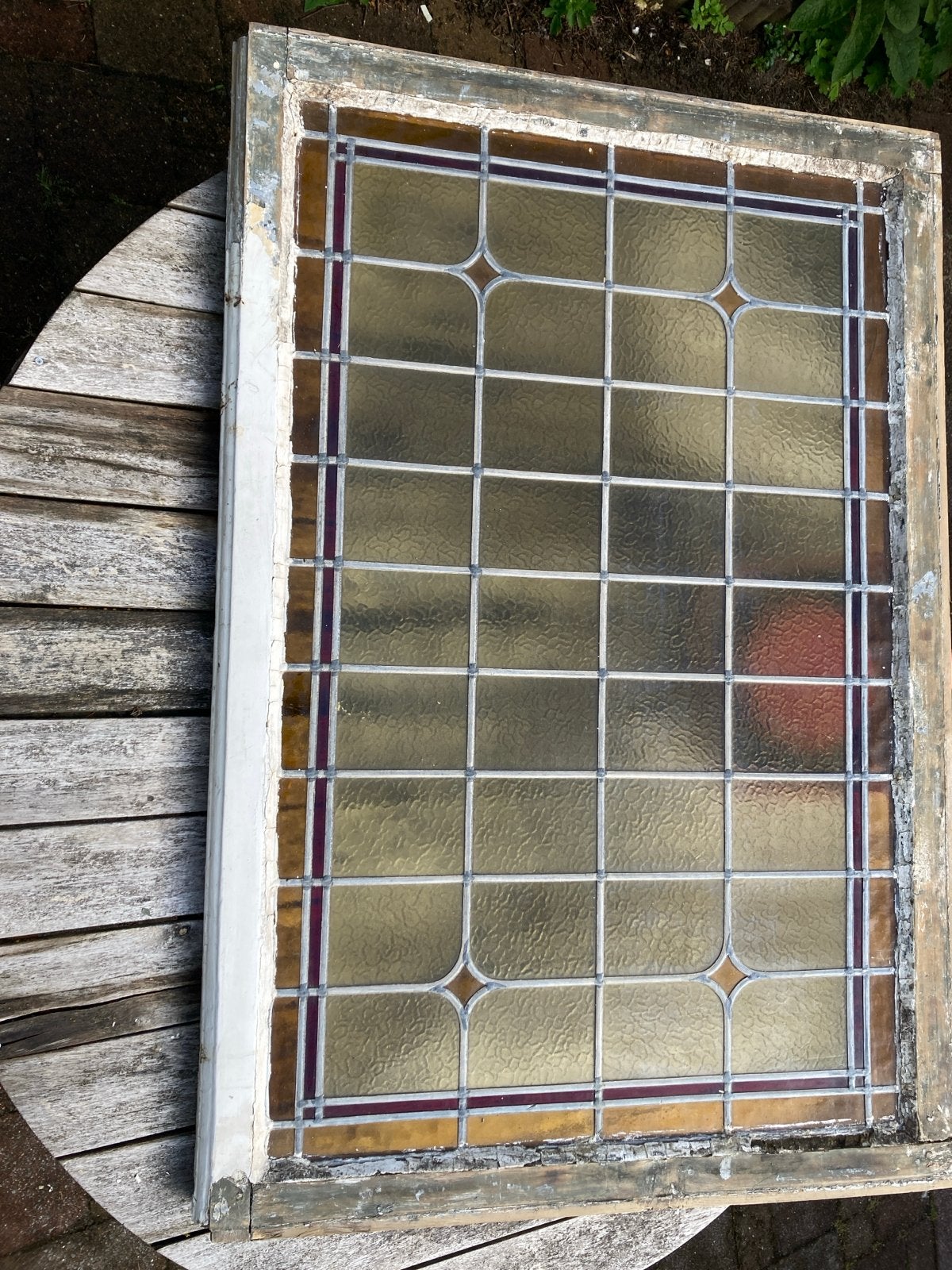 Origineel glas in lood raam, Doe-het-zelf en Verbouw, Glas en Ramen, Gevelraam of Ruit, Gebruikt, 80 tot 120 cm, Ophalen of Verzenden