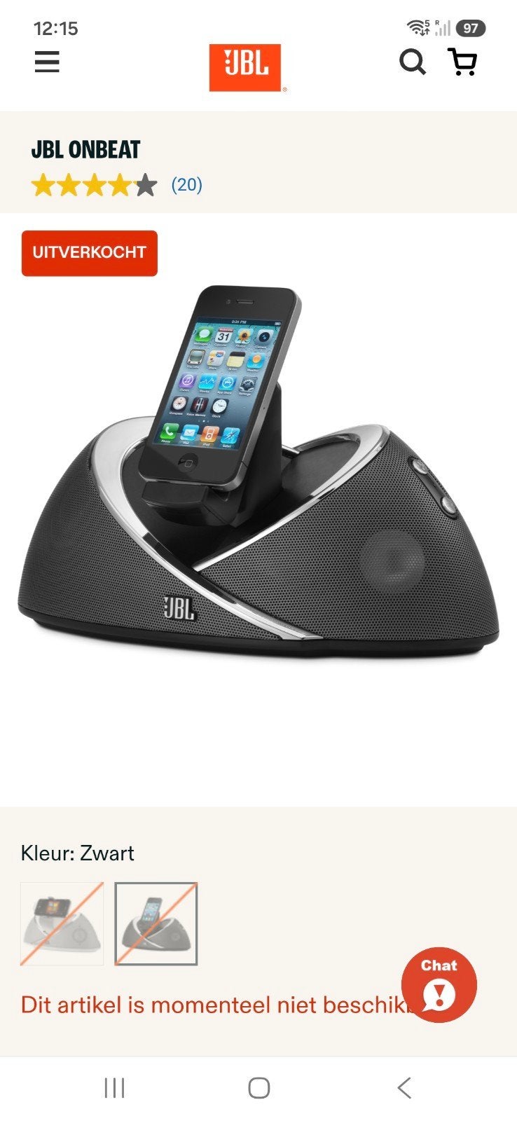 JBL On Beat Speaker Dock - Zwart