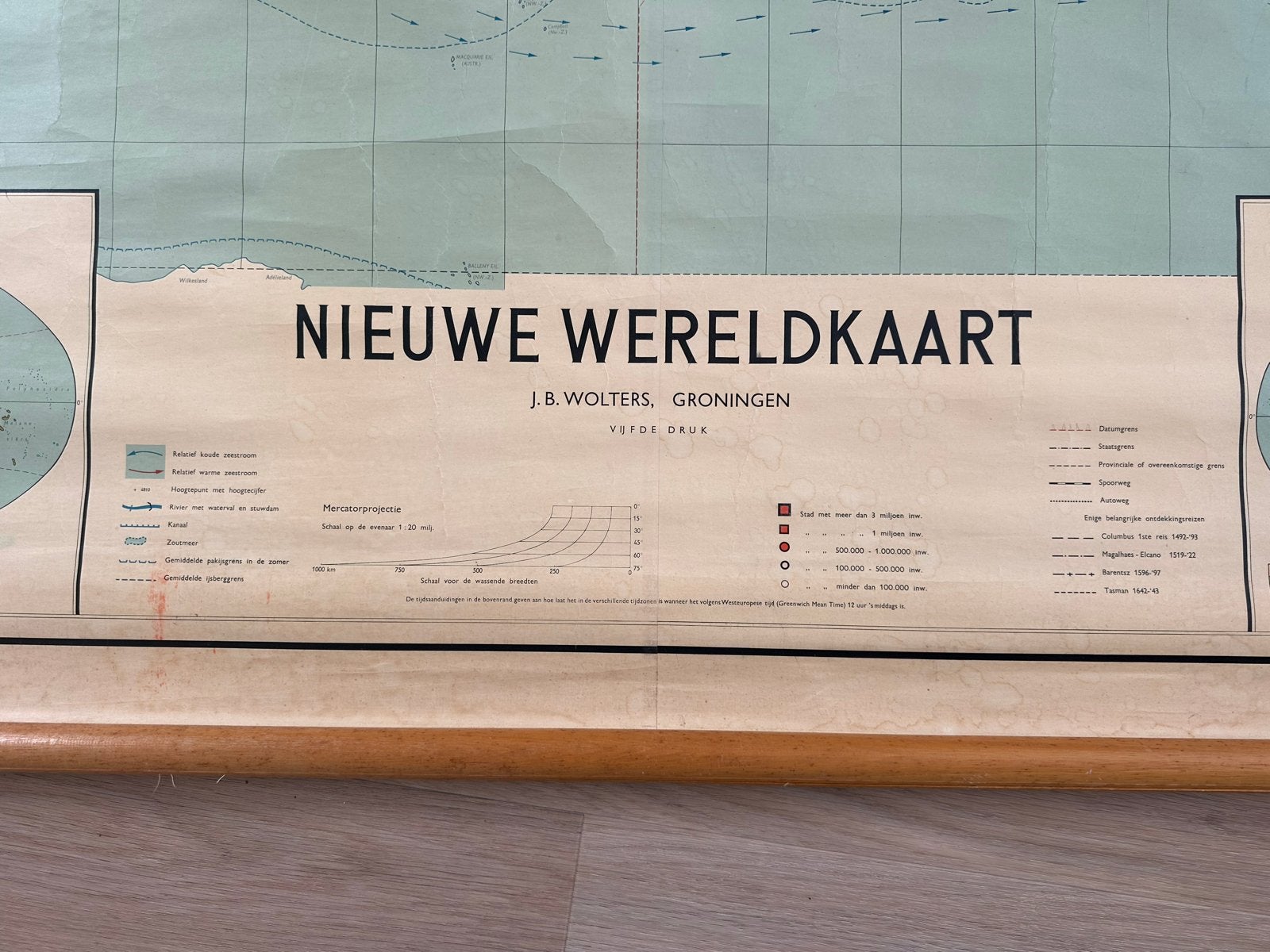 Oude Wereldkaart J.B. Wolters, Landkaart, 1800 tot 2000, Wereld, Ophalen