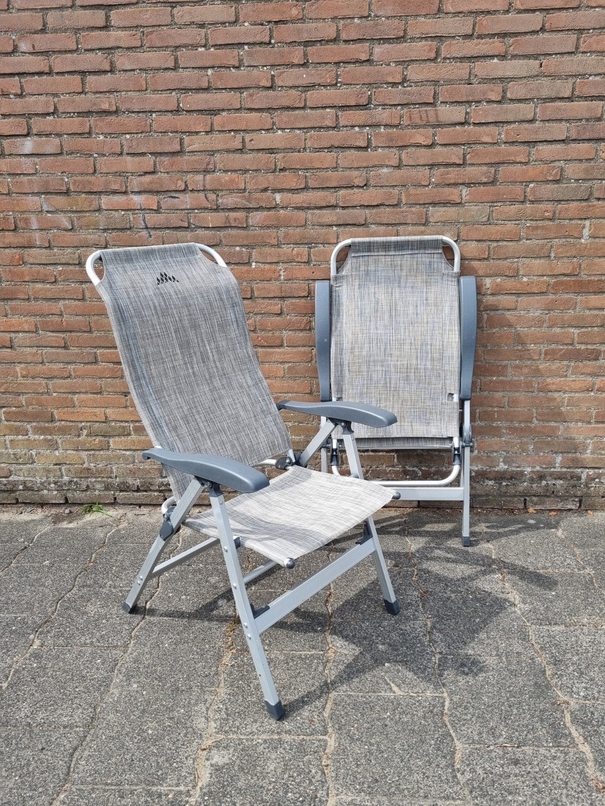 2x Campingstoel verstelbaar - Grijs, Caravans en Kamperen, Kampeermeubelen, Ophalen, Gebruikt, Campingstoel