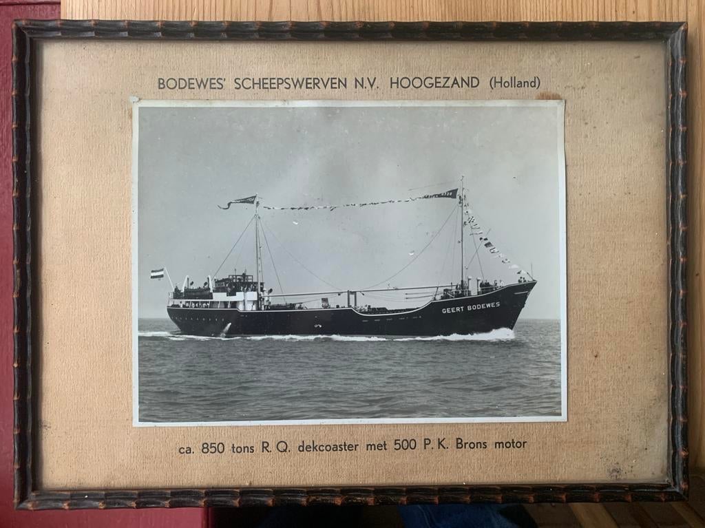 Ingelijste foto dekcoaster Geert Bodewes, Verzamelen, Scheepvaart, Ophalen of Verzenden, Kaart, Foto of Prent