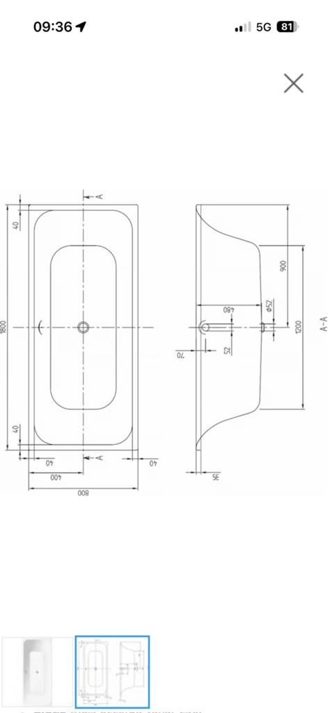 Nieuwe Villeroy & Boch O.Novo Duobad 180x80 cm, Ophalen, Nieuw