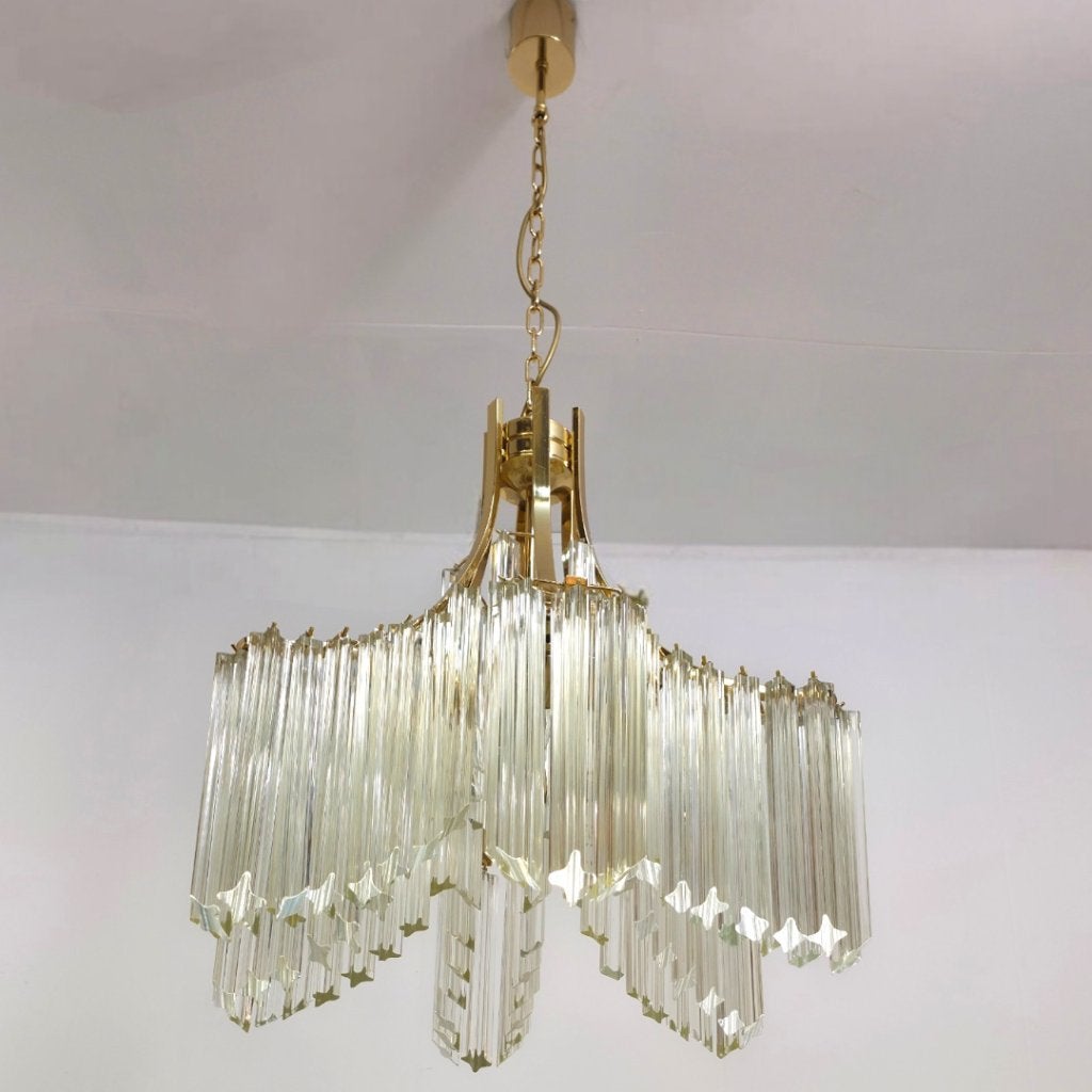 Venini waterval murano XL kroonluchter mid century Italiaans, Ophalen, Zo goed als nieuw, Glas, E27 (groot)
