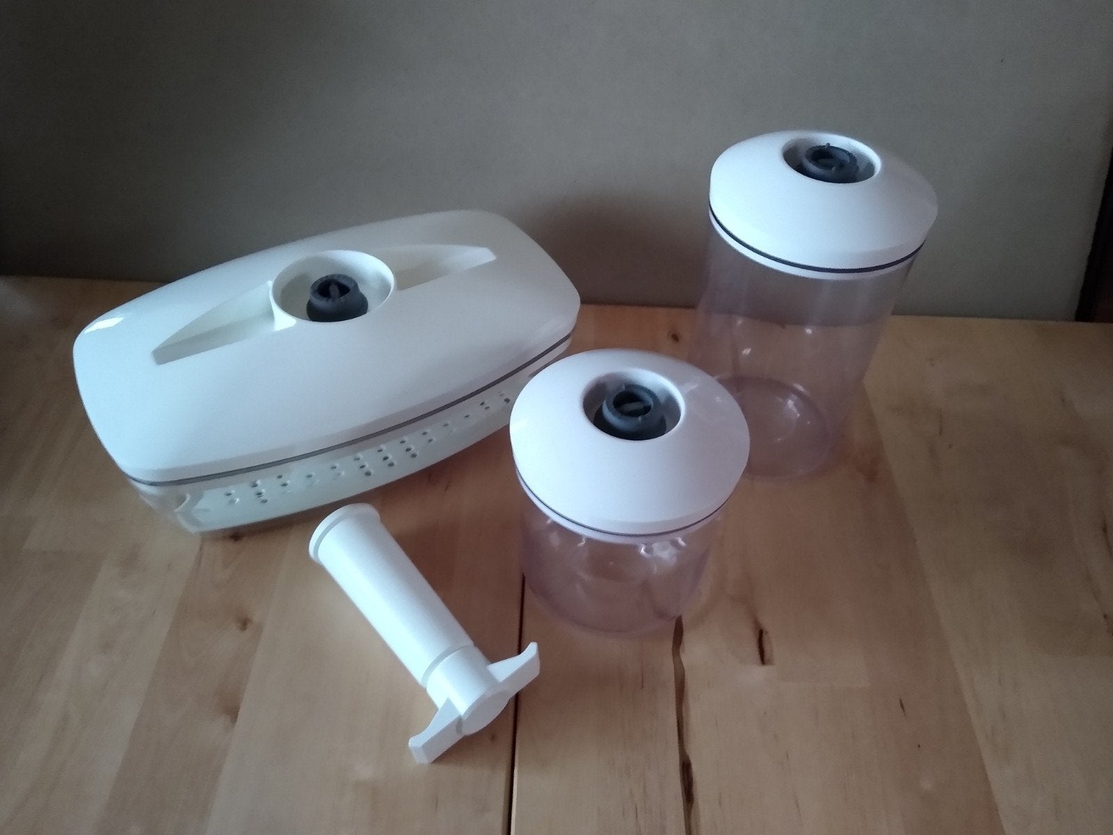 Vacuvin set 1 voorraaddoos, 2 voorraadpotten + GRATIS pomp., Ophalen of Verzenden, Kunststof, Pot, Bus of Blik