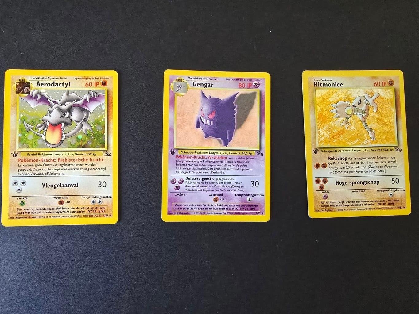 1st Edition Jungle – Hitmonlee, Aerodactyl & Gengar Holo, Ophalen, Zo goed als nieuw
