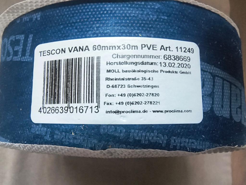 Nieuwe rol Pro Clima Tescon Vana Tape 6cm x 30m isolatietape, Ophalen of Verzenden, Nieuw, Overige materialen