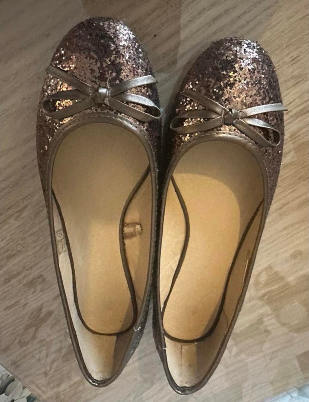 Nieuwe Bronskleurige Glitter Ballerina's Maat 37, Overige kleuren, Nieuw, Ballerina's, Ophalen of Verzenden