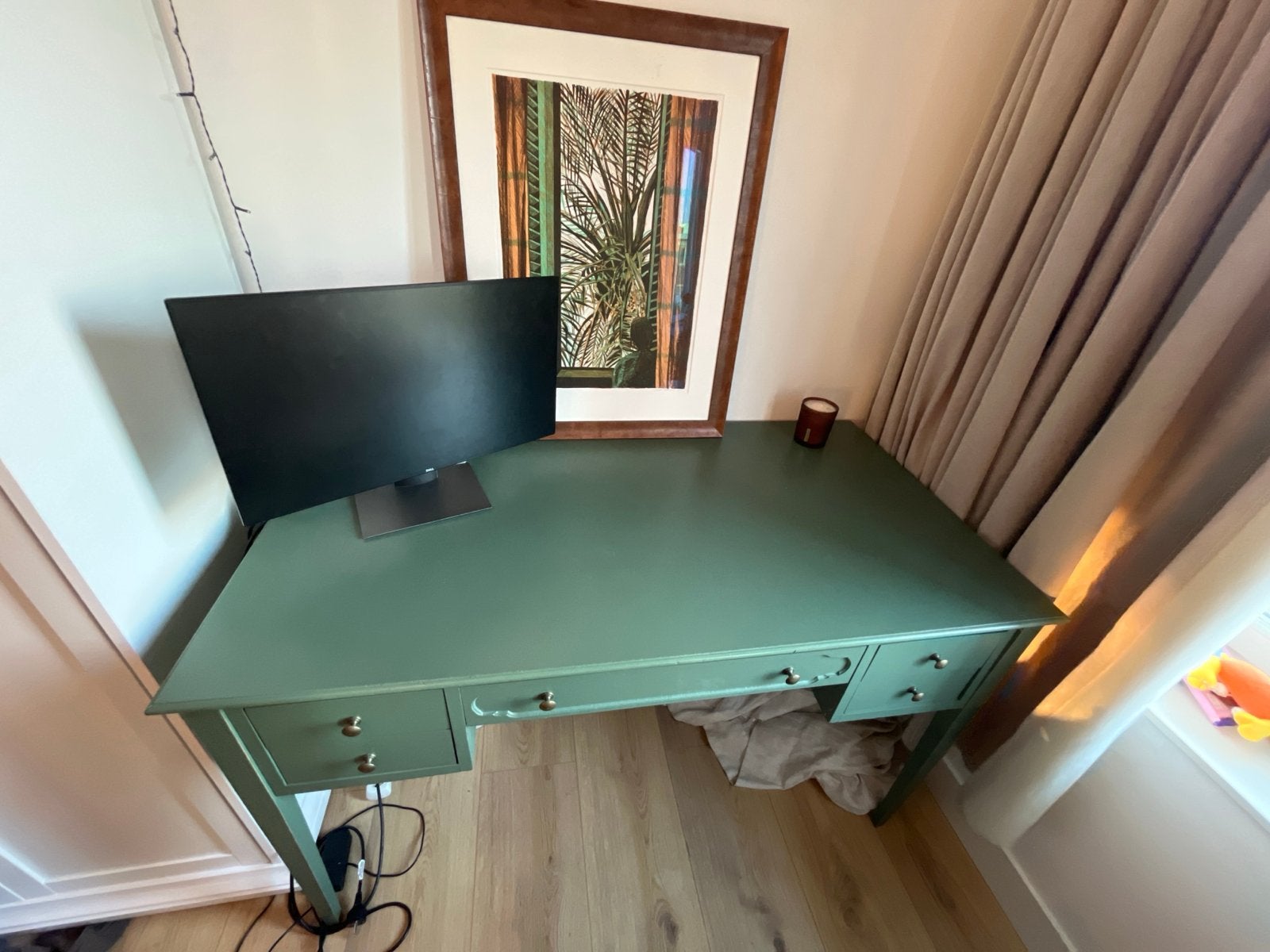 Groen bureau Maisons du Monde Selena met 5 lades, Ophalen, Groen, Met lades, Zo goed als nieuw