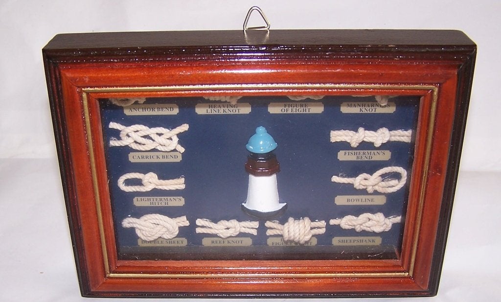 Vintage maritiem wanddecoratie met scheepsknopen/vuurtoren., Ophalen of Verzenden