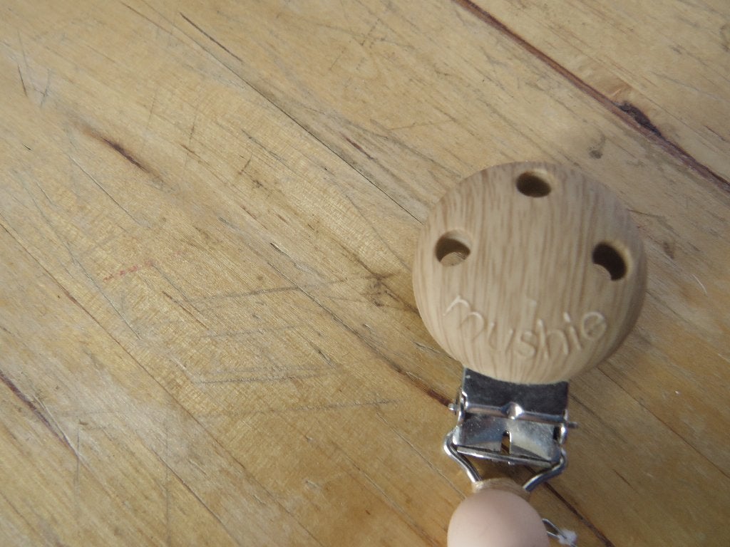 Mushie fopspeen clip eva koord  siliconen houtlook  kralen, Ophalen, Overige merken, Overige typen, Zo goed als nieuw