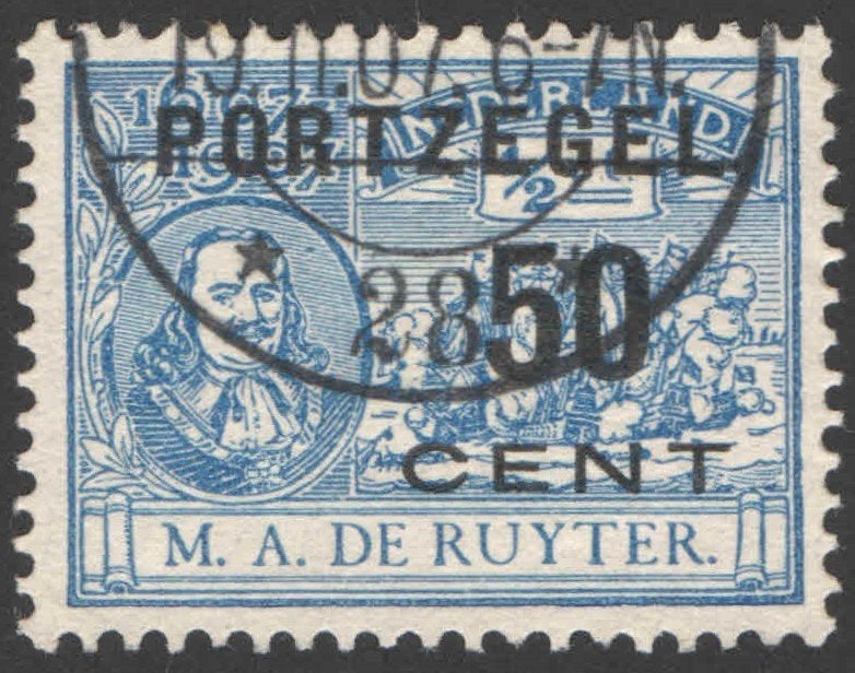 Nederland Port 42 gestempeld Michiel de Ruyter 1907, Ophalen of Verzenden, T/m 1940, Gestempeld