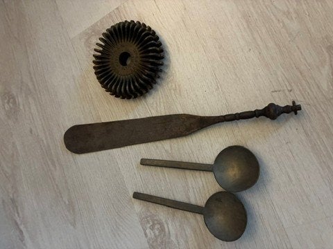 tinnen lepels - spaan - Waxine brander (?), Antiek en Kunst, Antiek | Tin, Ophalen of Verzenden