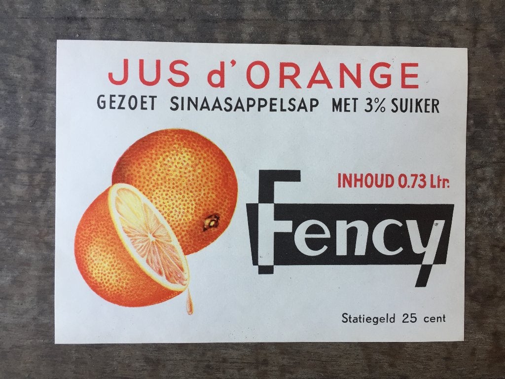 250 limonade etiketten Fency Orange, Antiek en Kunst, Ophalen of Verzenden