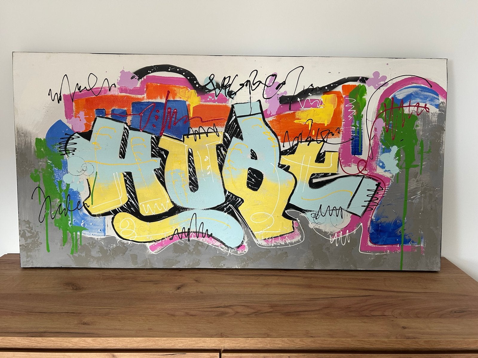 Modern Graffiti Kunstwerk - Kleurrijk en Abstract, Ophalen, Abstract, Acrylverf, Handgeschilderd