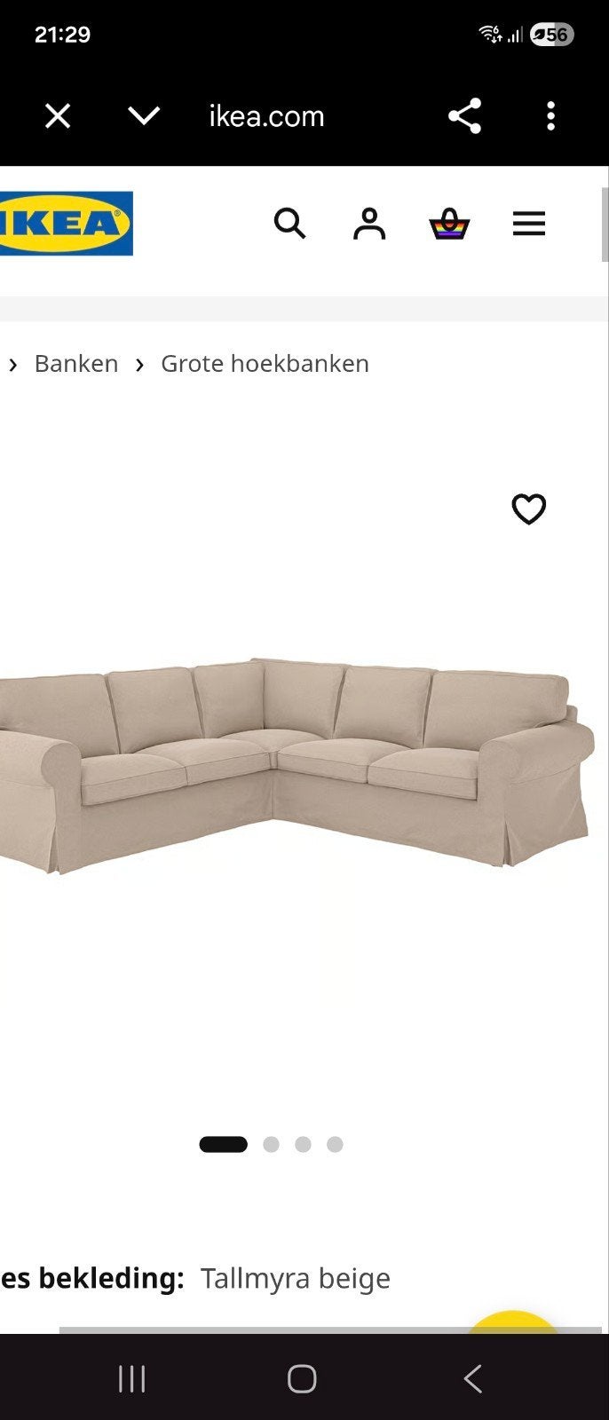 IKEA Ektorp Hoekbank Tallmyra Beige, Modern, Klassiek, Comfortabel, Gebruikt, Hoekbank, 75 tot 100 cm