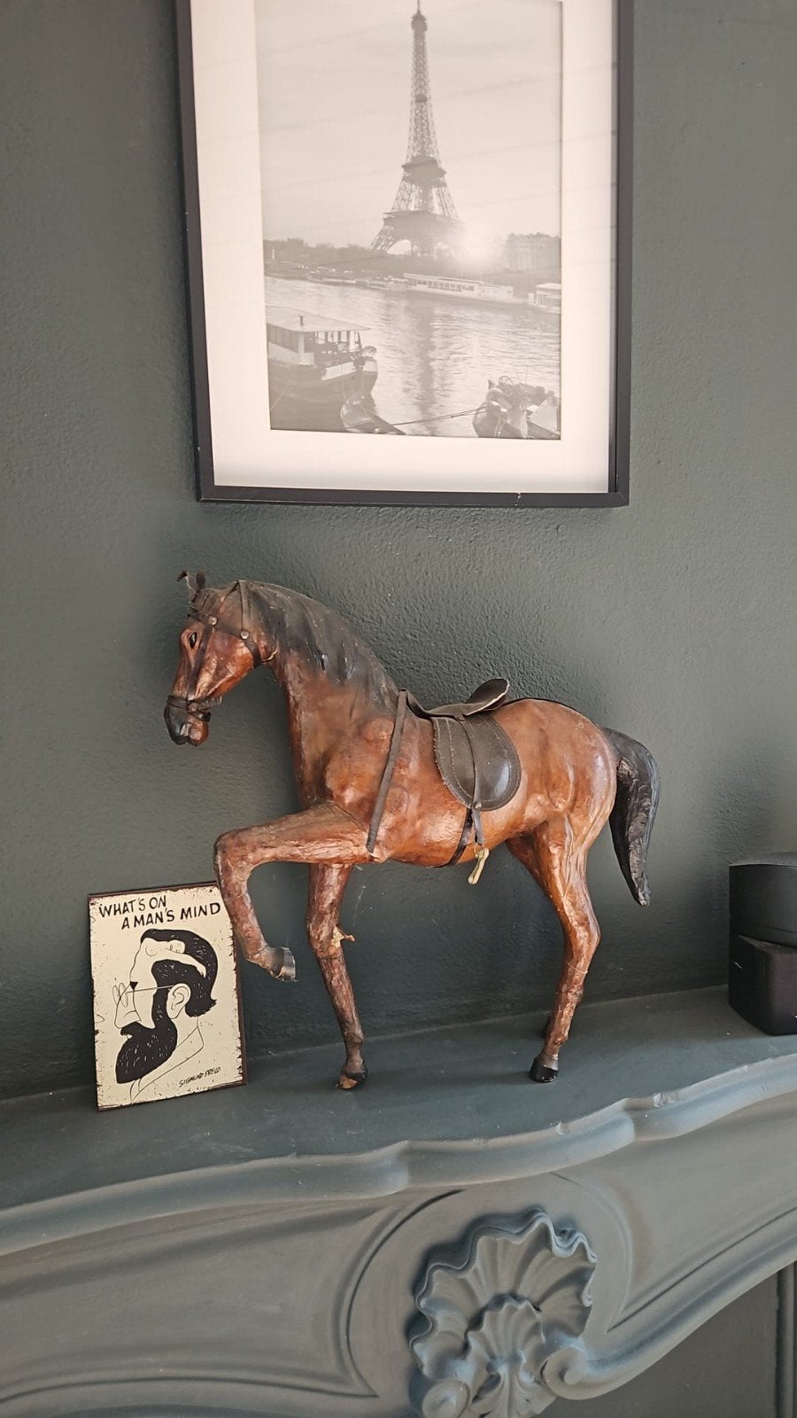 Decoratief leren paard beeldje - Vintage stijl, Ophalen of Verzenden