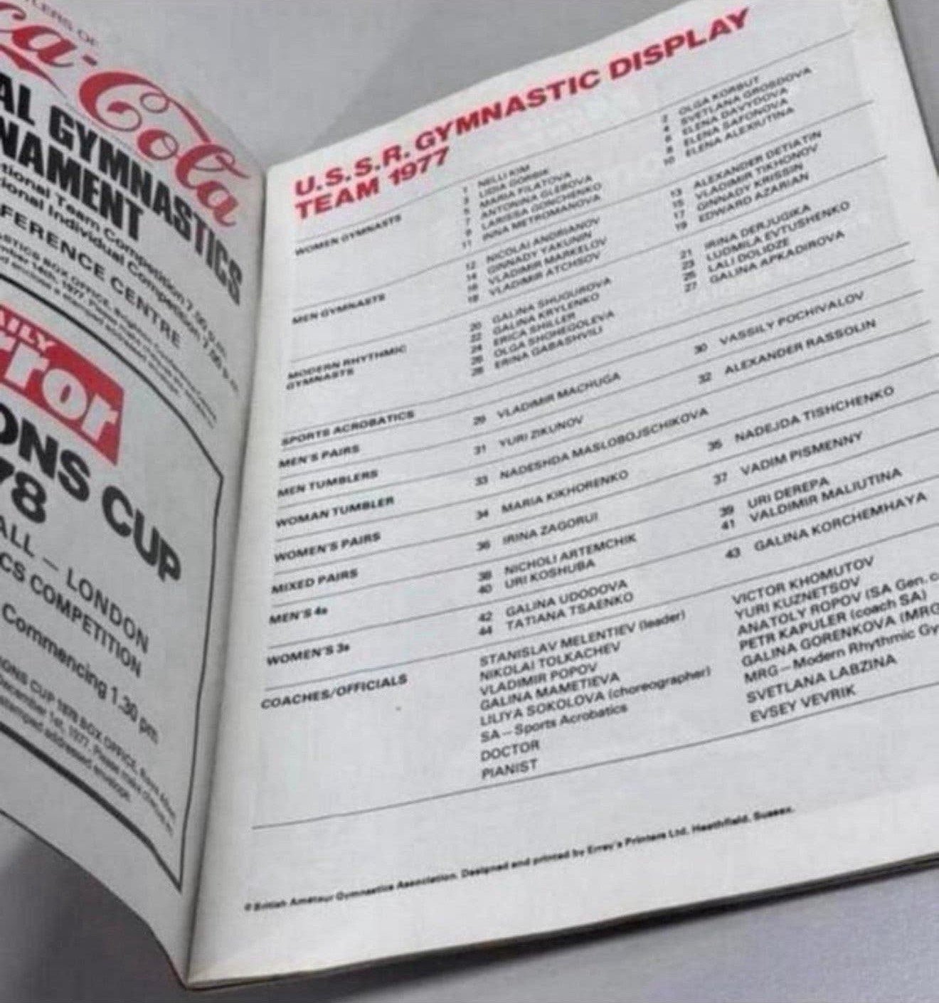 BAGA Gymnastics Empire Pool Wembley 1977 tijdschrift sport, Ophalen of Verzenden, 1960 tot 1980, Buitenland, Tijdschrift