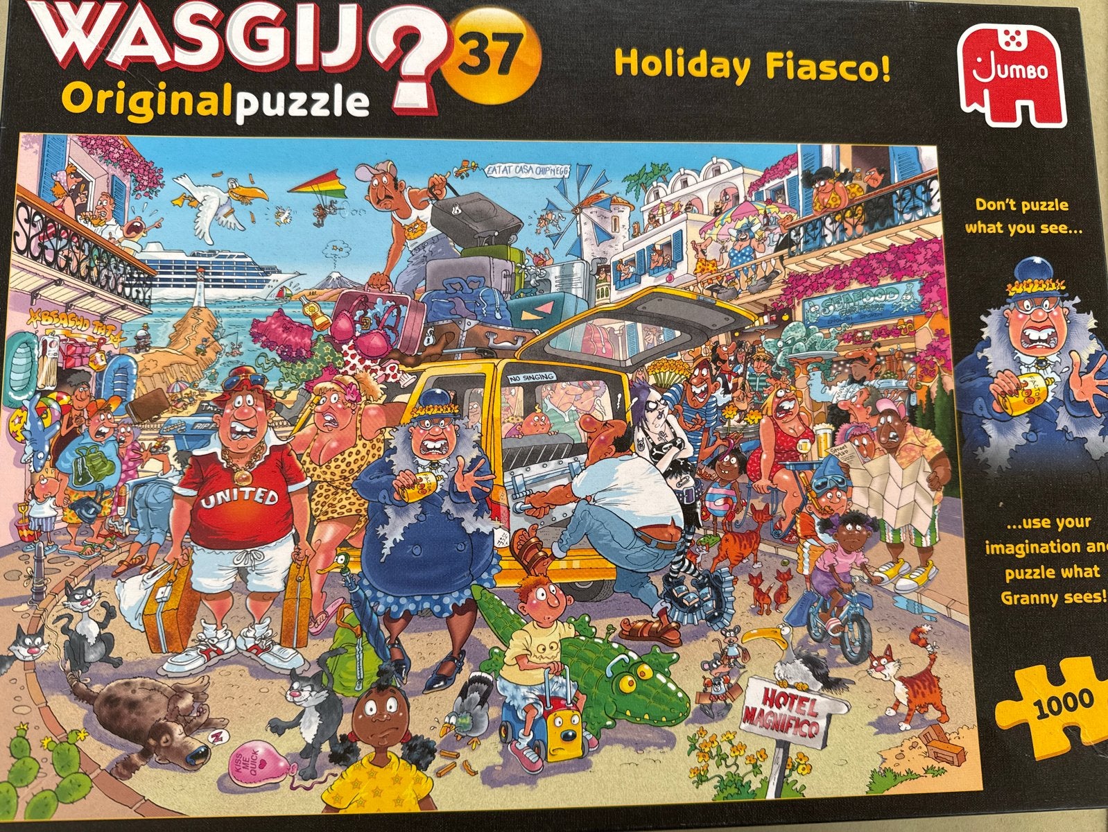 Wasgij Original 37 Holiday Fiasco! Legpuzzel 1000 stukjes, Ophalen of Verzenden, 500 t/m 1500 stukjes, Gebruikt, Legpuzzel