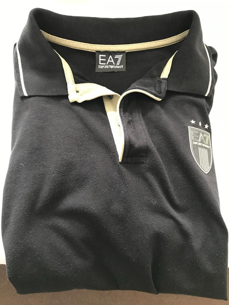 Armani EA7 Polo Shirt Zwart Maat M, Ophalen of Verzenden, Zo goed als nieuw, Maat 48/50 (M), Zwart