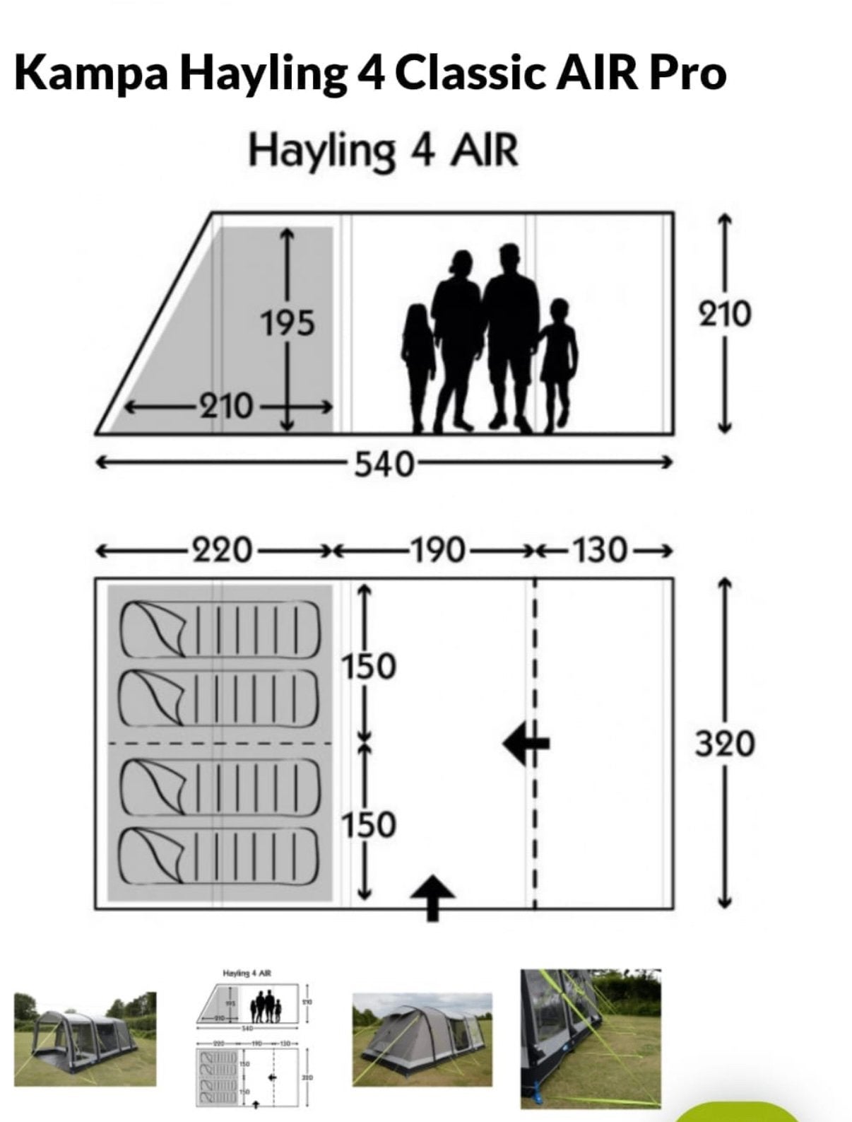 Kampa Hayling 4 classic Air pro tent, Caravans en Kamperen, Ophalen, Zo goed als nieuw