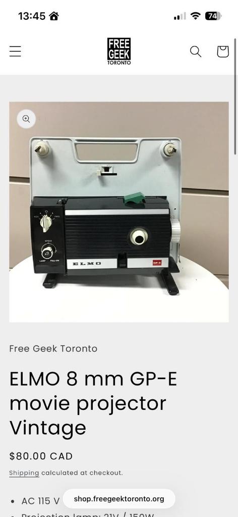 Elmo super 8 projector, incl. projectiescherm, Verzamelen, Fotografica en Filmapparatuur, Projector, 1960 tot 1980, Ophalen