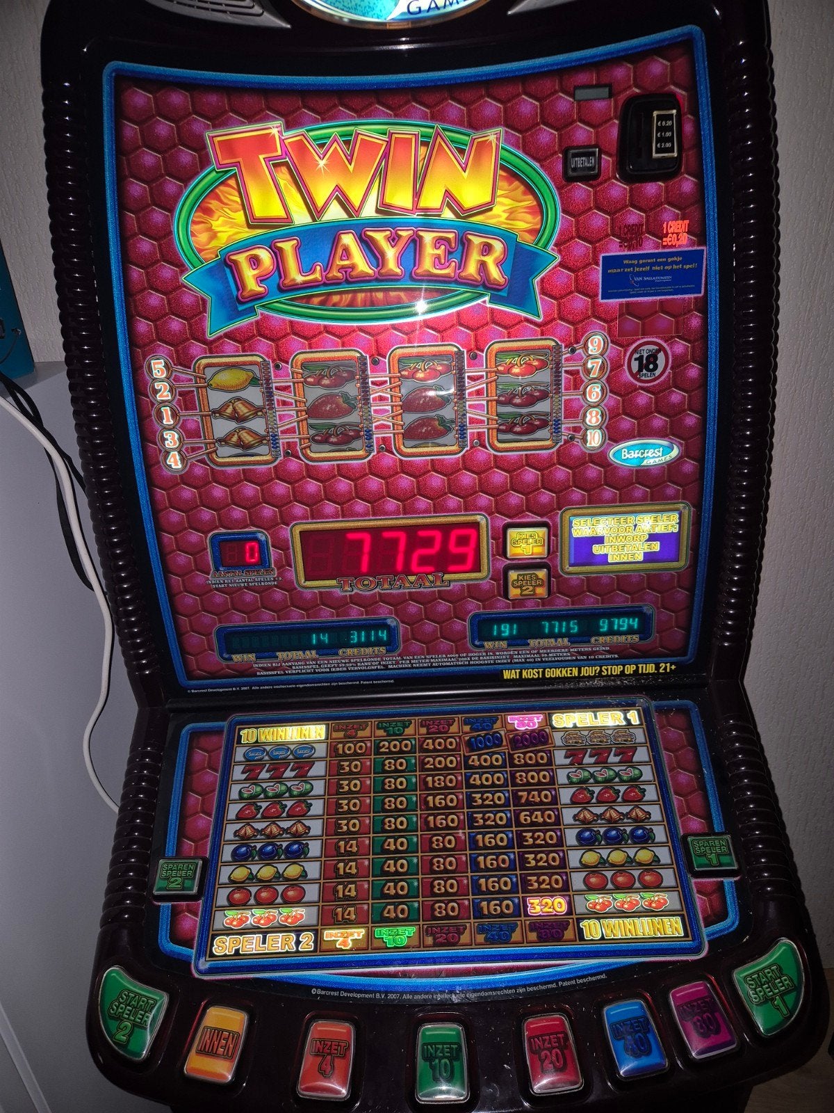 Te koop gokkast twin player barcrest, Euro, Ophalen of Verzenden