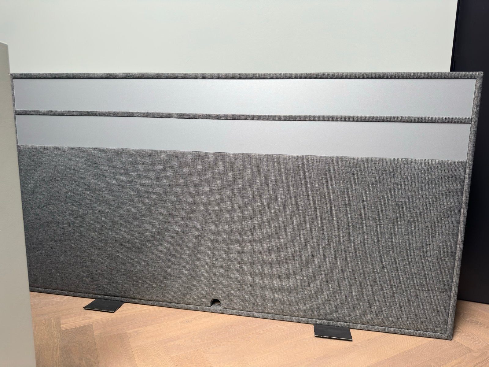Modern Hoofdbord boxspring - Grijs stof en metaal, Huis en Inrichting, Slaapkamer | Bedden, Ophalen, Gebruikt, Tweepersoons, Overige maten