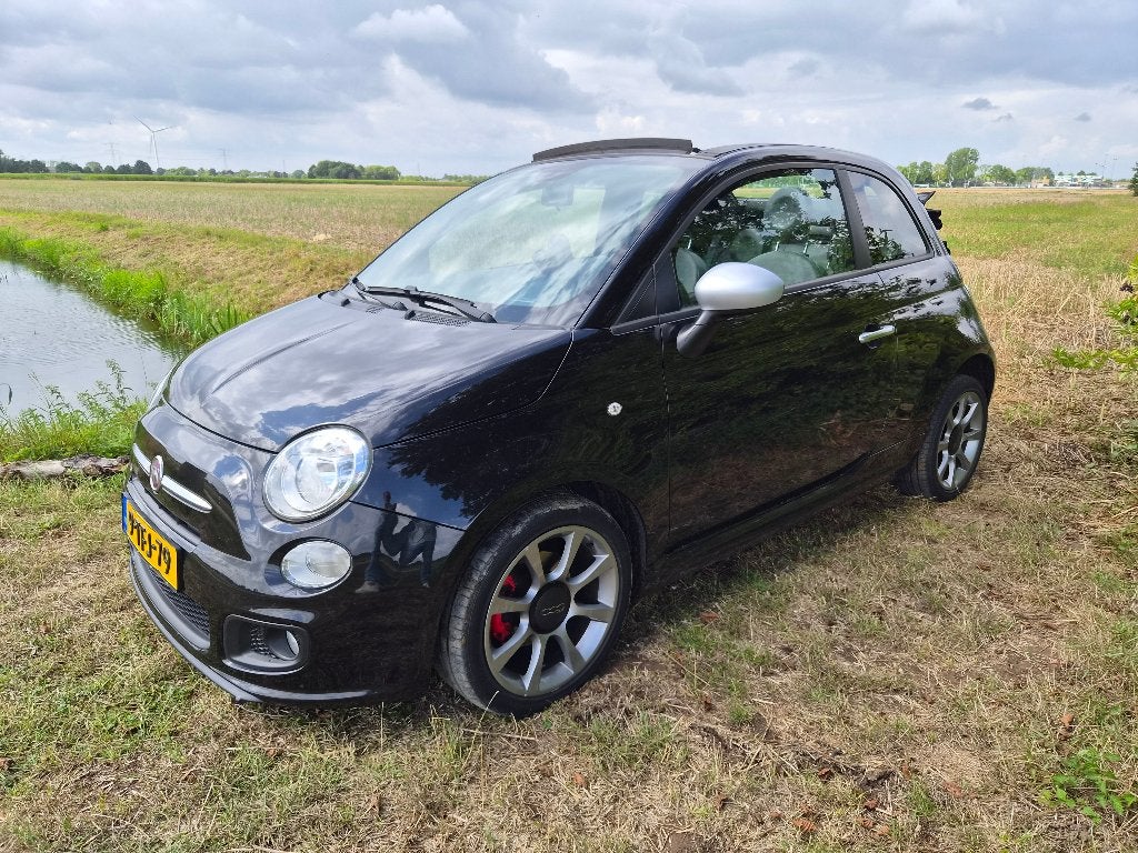 Fiat 500s sport 0.9 Twinair Turbo Cabrio - Airco - Navigatie, Auto's, Fiat, Cabriolet, Zwart, Handgeschakeld, Particulier