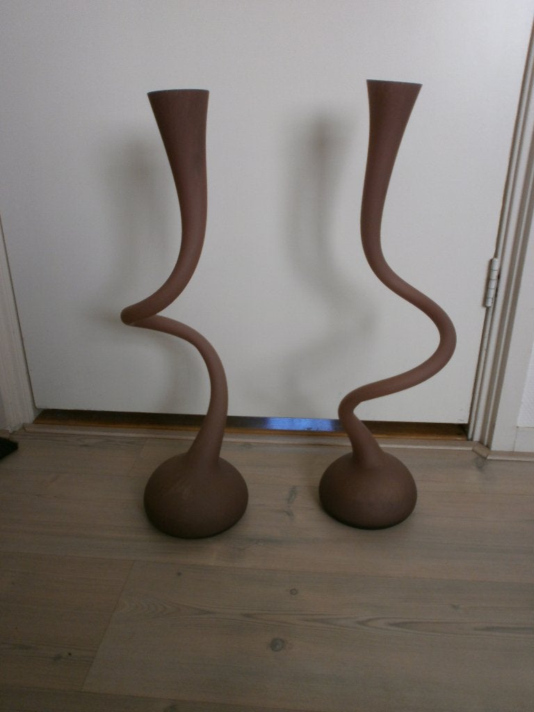Twee Vazen met Kronkel - Hoog 58 Cm, Huis en Inrichting, Woonaccessoires | Vazen, Ophalen of Verzenden
