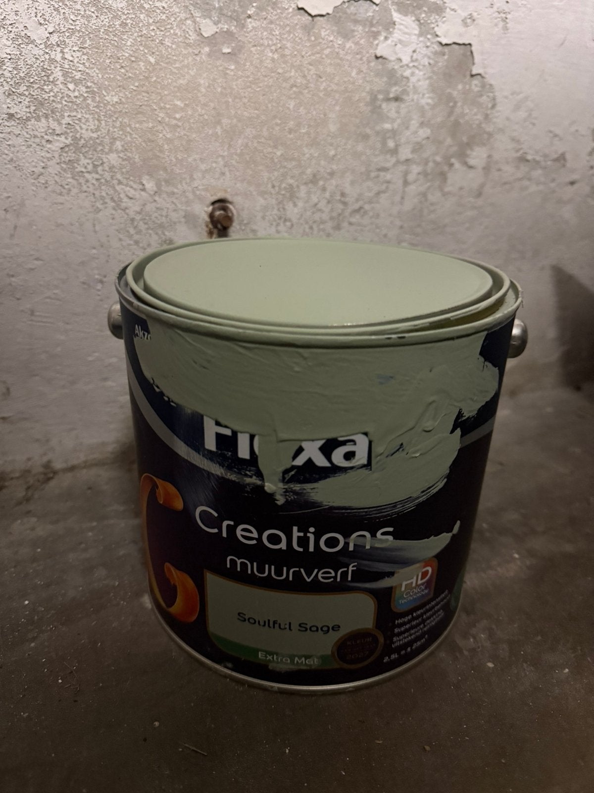 Flexa Creations Muurverf Soulful Sage Extra Mat (halfvol), Ophalen, Gebruikt, Verf, Minder dan 5 liter