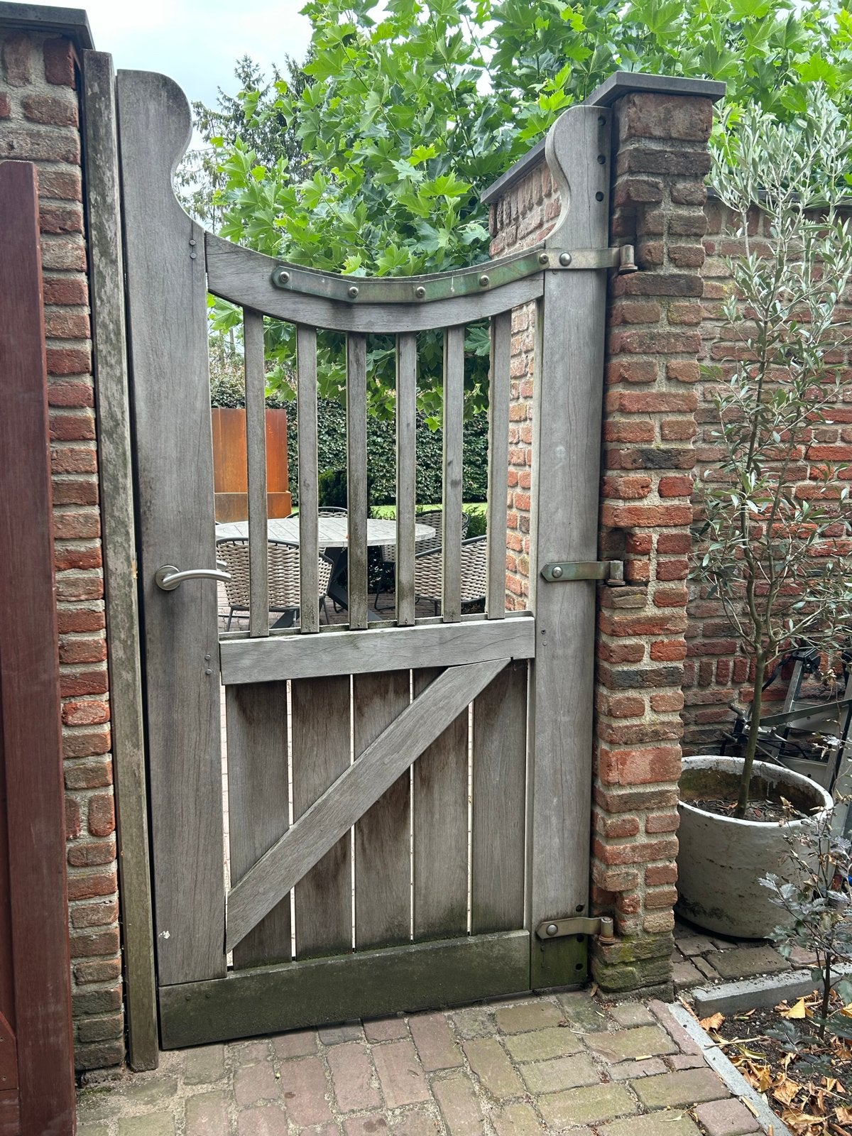 Hardhouten poort Beau'm (zonder beslag/hengen), Tuin en Terras, Tuinpoorten, Ophalen, Gebruikt, Minder dan 100 cm, Looppoort